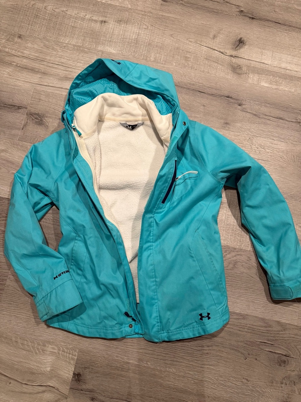 Under Armour Teal Waterproof Ski Jacket with Cream Fleece Liner